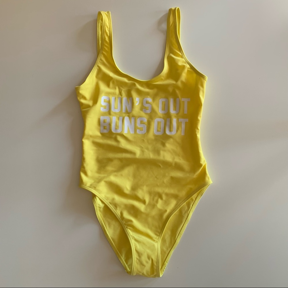 One piece high rise 90’s yellow swimsuit, size S